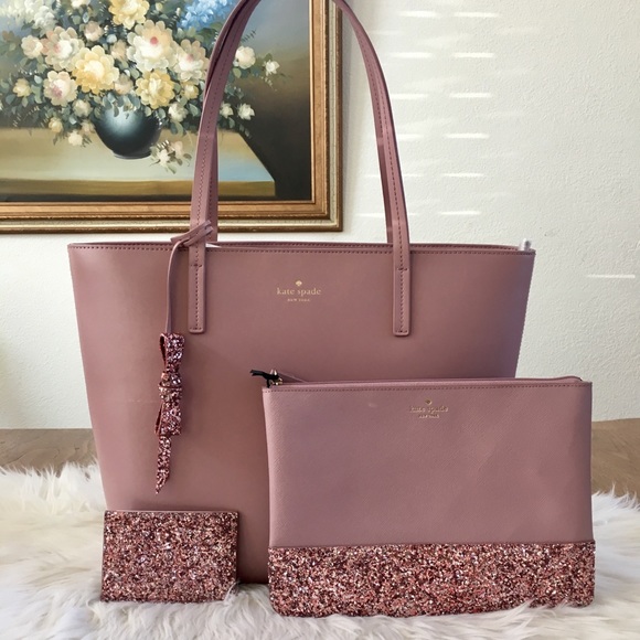 kate spade Handbags - Kate Spade pink glitter bundle set